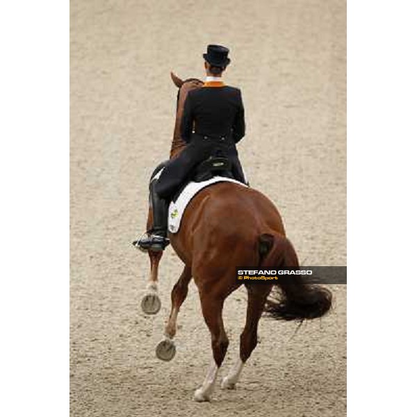 Isabelle Werth parades on Sarchmo after the 5th place in the Reem Acra Fei World Cup Dressage final Leipzig, 30th april 2011 ph.Stefano Grasso