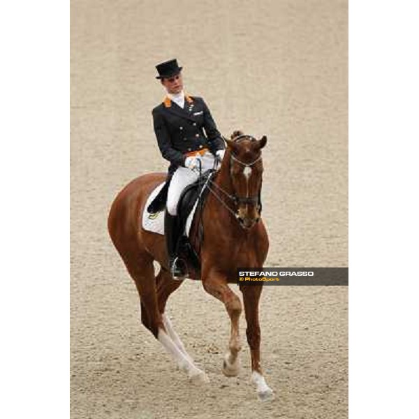 Isabelle Werth parades on Sarchmo after the 5th place in the Reem Acra Fei World Cup Dressage final Leipzig, 30th april 2011 ph.Stefano Grasso