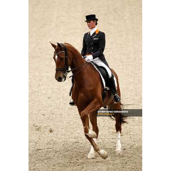 Isabelle Werth parades on Sarchmo after the 5th place in the Reem Acra Fei World Cup Dressage final Leipzig, 30th april 2011 ph.Stefano Grasso