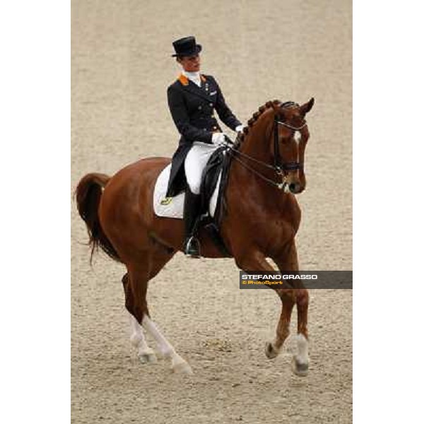 Isabelle Werth parades on Sarchmo after the 5th place in the Reem Acra Fei World Cup Dressage final Leipzig, 30th april 2011 ph.Stefano Grasso