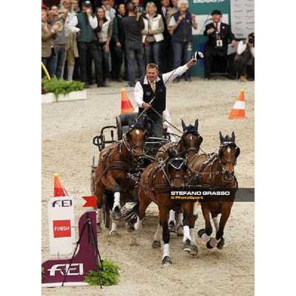 Exell Boyd with Bill, Carrington PArk Ajax,Lucky and Spitfire wins the FEI World Cup Final Driving Leipzig, 1st may 2011 ph.Stefano Grasso