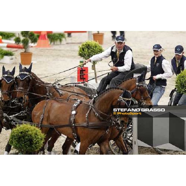 Exell Boyd with Bill, Carrington PArk Ajax,Lucky and Spitfire wins the FEI World Cup Final Driving Leipzig, 1st may 2011 ph.Stefano Grasso