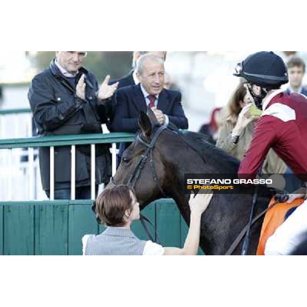 Martin Dwyer and Nayarra after winning the Gran Criterium Milano - San Siro racetrack, 9th oct. 2011 ph.Stefano Grasso