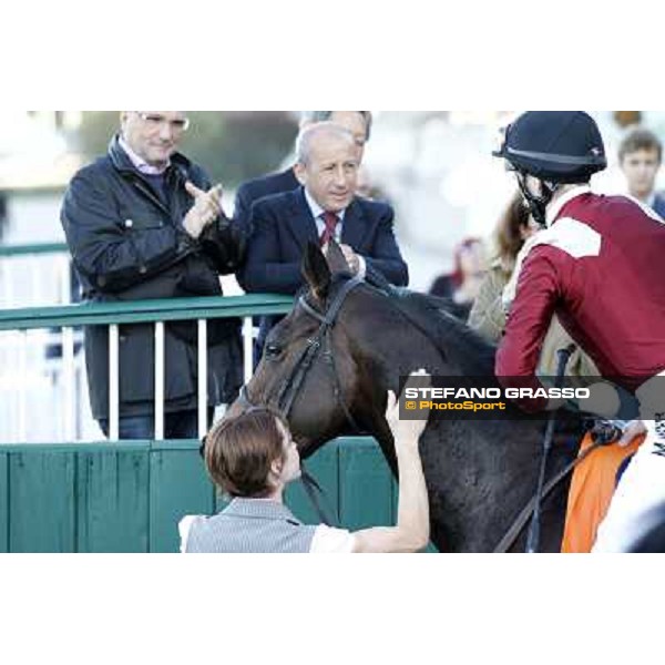 Martin Dwyer and Nayarra after winning the Gran Criterium Milano - San Siro racetrack, 9th oct. 2011 ph.Stefano Grasso
