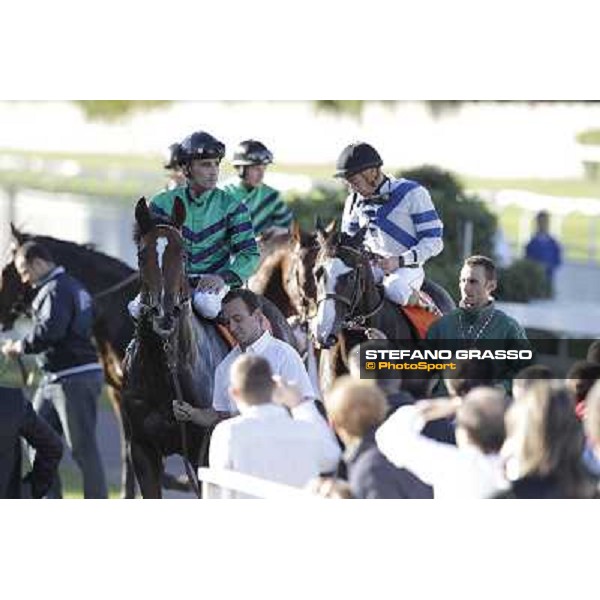 Dario Vargiu on Lui e La Luna after the finish of the Gran Criterium Milano - San Siro racetrack, 9th oct. 2011 ph.Stefano Grasso