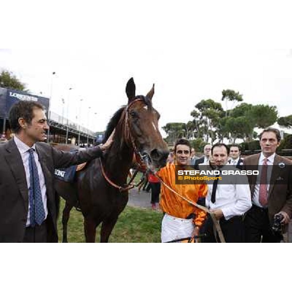 Luigi Riccardi, Quiza Quiza Quiza, Fabio Branca and Riccardo Cantoni after winning the Premio Lydia Tesio Longines Rome, 23rd oct. 2011 ph.Stefano Grasso