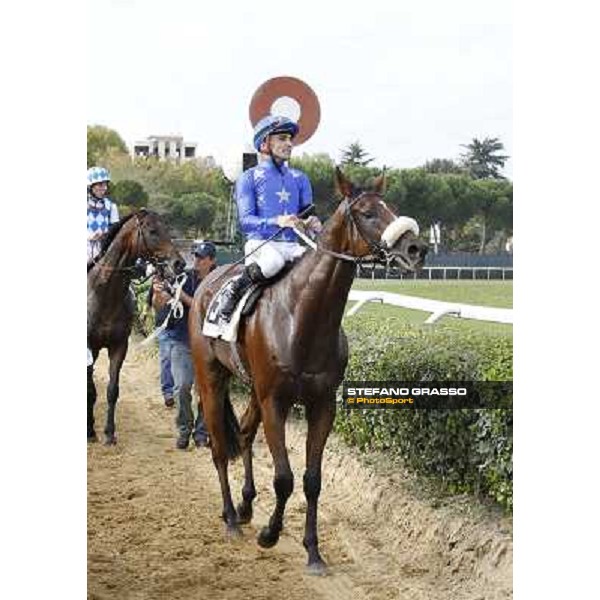 Dario Vargiu on Regarde Moi returns home after winning the Premio Nearco Rome, 23rd oct. 2011 ph.Stefano Grasso