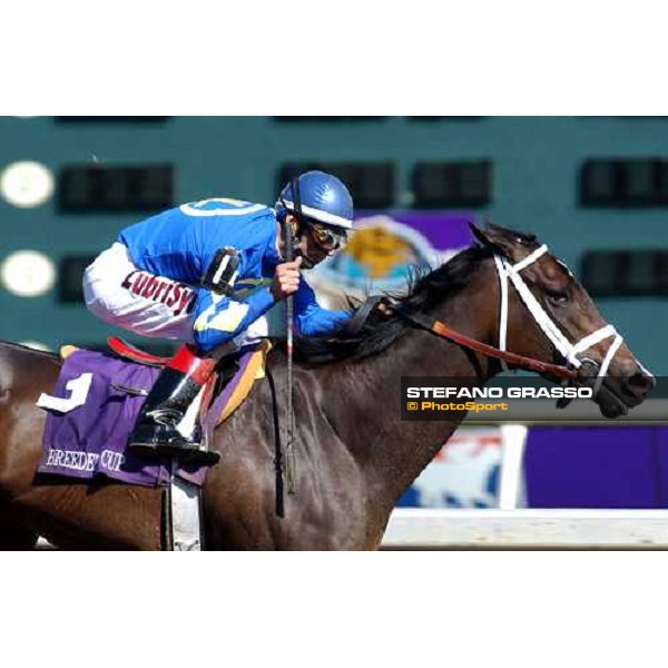 Corey Nakatani and Sweet Catomine on the winning post of Breeders\' Cup Juvenile Fillies Dallas 30th october 2004 ph. Stefano Grasso