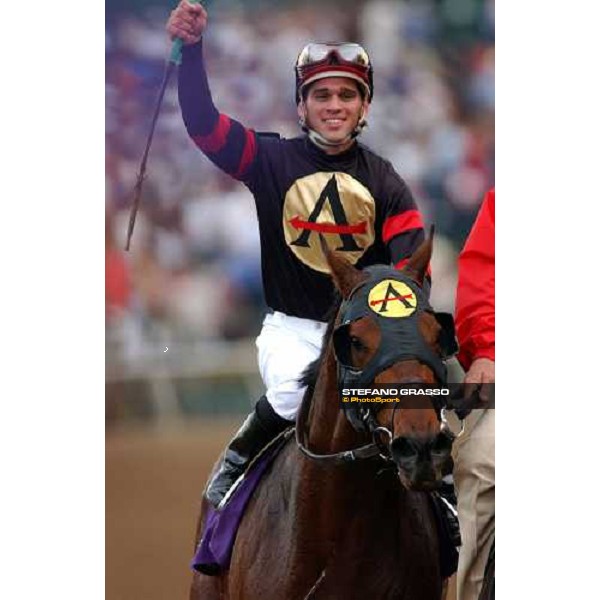 exulting Javier Castellano winner with Ghostzapper of Breeders\' Cup Classic Dallas 30th october 2004 ph. Stefano Grasso