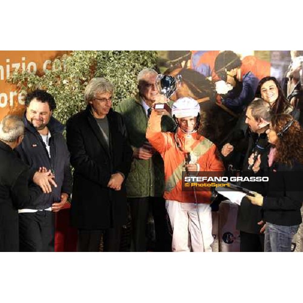 Andrea Farolfi and Perkins Grif winners of the Gran Criterium - Mem.Biondi Milan - San Siro trotting racecourse 13th nov.2011 ph.Stefano Grasso