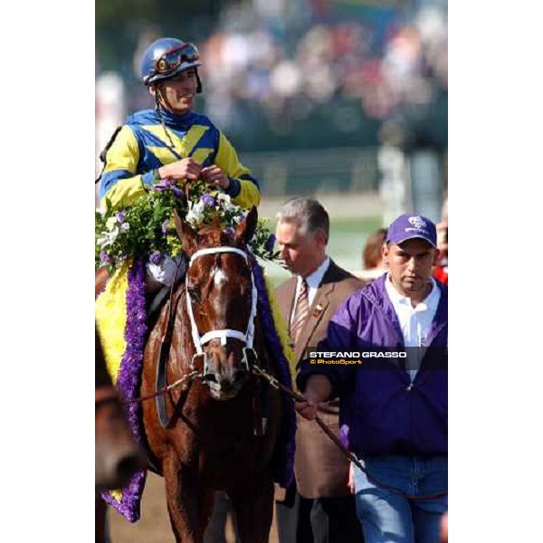 John Velazuez on Speighstown winner of Breeders\' Cup Sprint Dallas 30th october 2004 ph. Stefano Grasso
