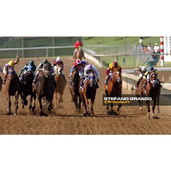 straight of Breeders\' Cup Sprint - John Velazquez on Speighstown, 1st from right, wins Breeders\' Cup Sprint Dallas 30th october 2004 ph. Stefano Grasso