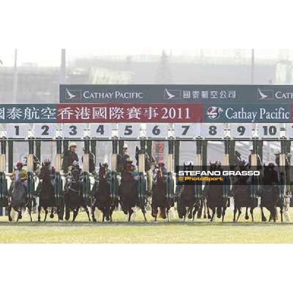 The start of the Cathay Pacific Hong Cup - The winner M.Chadwick on California Memory at stall number one Hong Kong, 11th dec. 2011 ph.Stefano Grasso