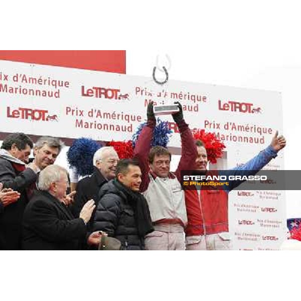 91° Prix d\'Amérique Marionnaud - prize giving ceremony - Franck Nivard and Thierry Duvaldestin Paris - Vincennes racecourse , 29th january 2012 ph.Stefano Grasso