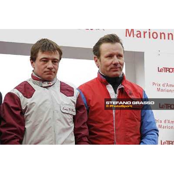 91° Prix d\'Amérique Marionnaud - prize giving ceremony - Franck Nivard and Thierry Duvaldestin Paris - Vincennes racecourse , 29th january 2012 ph.Stefano Grasso