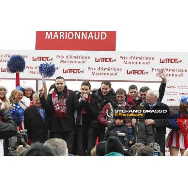 91° Prix d\'Amérique Marionnaud - prize giving ceremony - Franck Nivard and the winning connection Paris - Vincennes racecourse , 29th january 2012 ph.Stefano Grasso