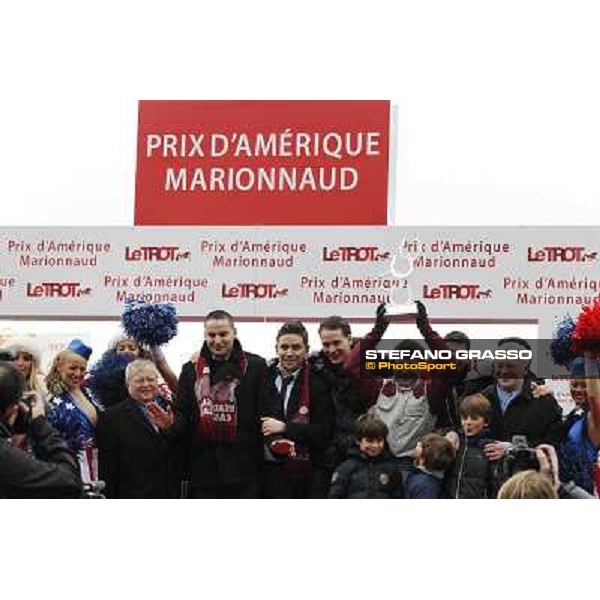 91° Prix d\'Amérique Marionnaud - prize giving ceremony - Franck Nivard and the winning connection Paris - Vincennes racecourse , 29th january 2012 ph.Stefano Grasso