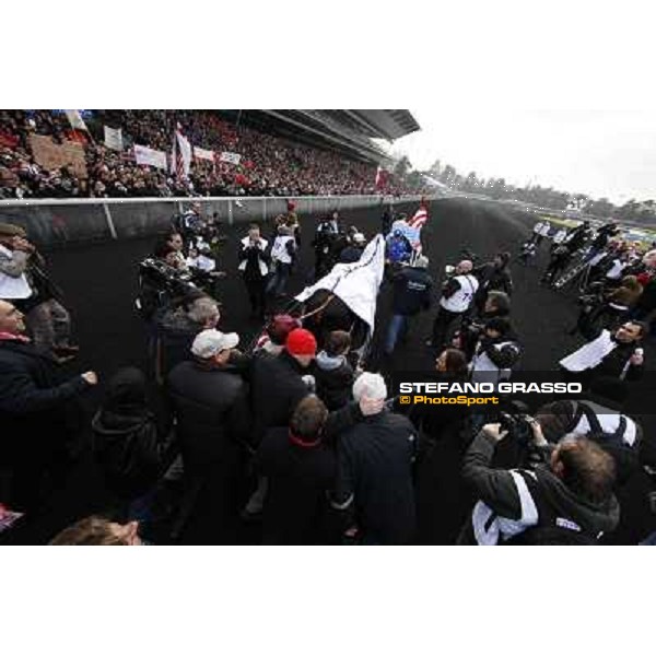 91° Prix d\'Amérique Marionnaud - Franck Nivard and Ready Cash parade after winning the 91° Prix d\'Amerique Paris - Vincennes racecourse , 29th january 2012 ph.Stefano Grasso