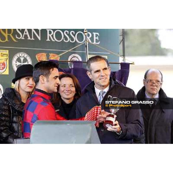 prize giving for Fabio Branca by Stefano Marzullo, Snai Manager and Snai Team Pisa - San Rossore racecourse, 4th march 2012 ph.Stefano Grasso