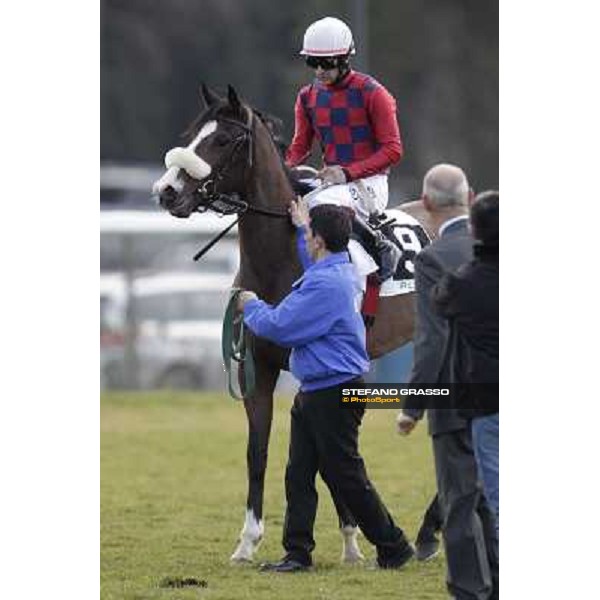 Fabio Branca on Saddar after winning the Premio Lions Club Pisa Certosa Pisa - San Rossore racecourse, 4th march 2012 ph.Stefano Grasso