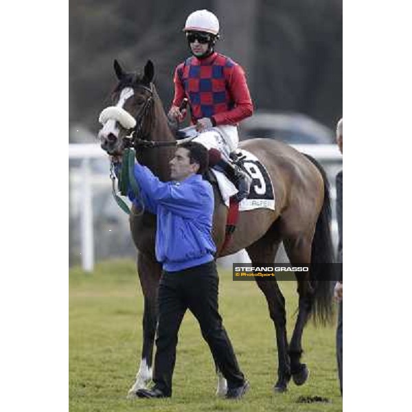 Fabio Branca on Saddar after winning the Premio Lions Club Pisa Certosa Pisa - San Rossore racecourse, 4th march 2012 ph.Stefano Grasso