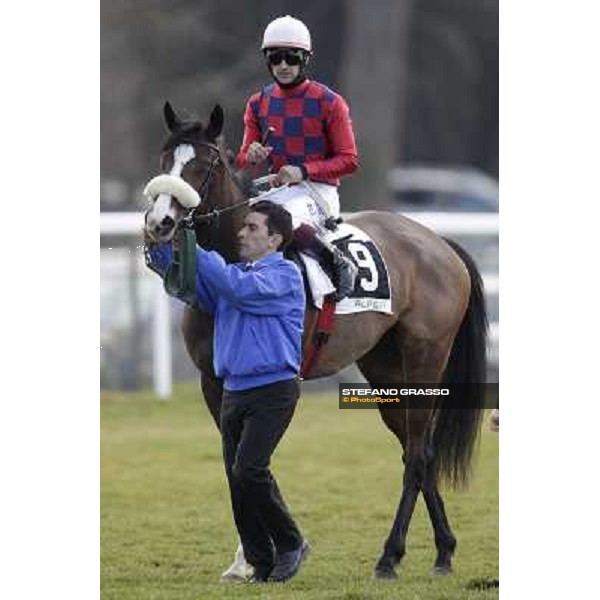 Fabio Branca on Saddar after winning the Premio Lions Club Pisa Certosa Pisa - San Rossore racecourse, 4th march 2012 ph.Stefano Grasso