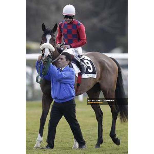 Fabio Branca on Saddar after winning the Premio Lions Club Pisa Certosa Pisa - San Rossore racecourse, 4th march 2012 ph.Stefano Grasso