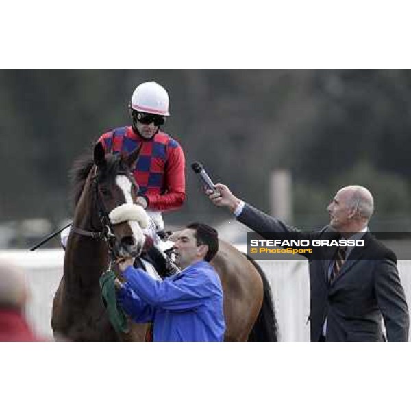 Fabio Branca on Saddar after winning the Premio Lions Club Pisa Certosa Pisa - San Rossore racecourse, 4th march 2012 ph.Stefano Grasso