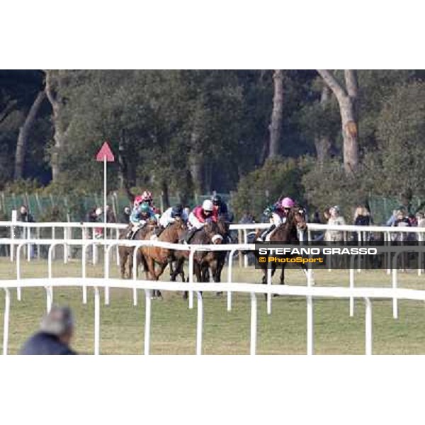 Cristiano di Stasio on Paso Lungo goes to win the Premio Thomas Rook beating Fabio Branca on Jaalon Pisa - San Rossore racecourse, 4th march 2012 ph.Stefano Grasso