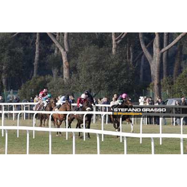 Cristiano di Stasio on Paso Lungo goes to win the Premio Thomas Rook beating Fabio Branca on Jaalon Pisa - San Rossore racecourse, 4th march 2012 ph.Stefano Grasso