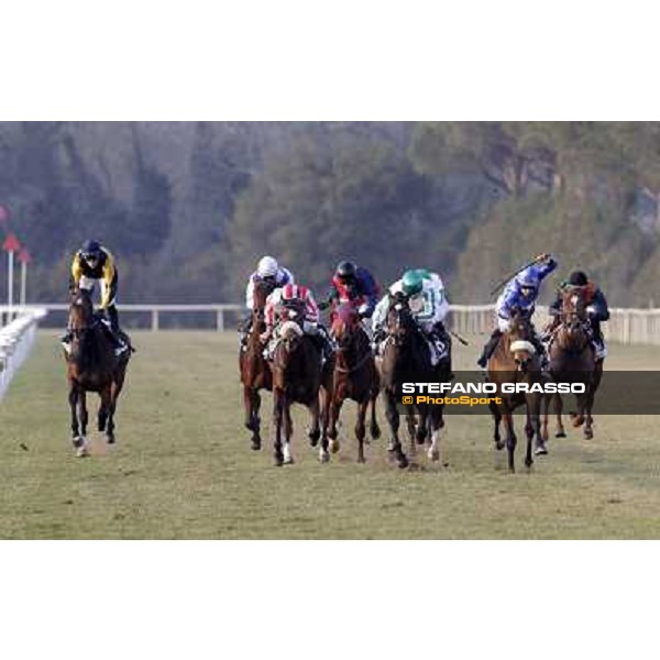 Fabio Branca on Cash Finance wins the Premio Andreina beating Marco Monteriso on Think about Money Pisa - San Rossore racecourse, 4th march 2012 ph.Stefano Grasso