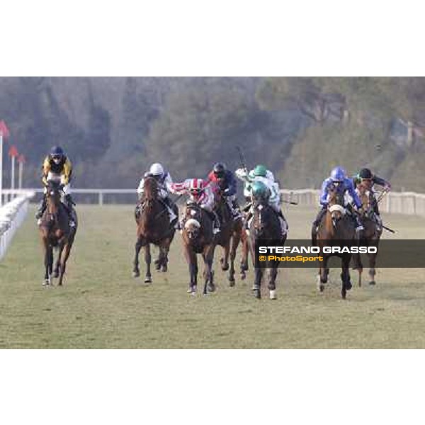 Fabio Branca on Cash Finance wins the Premio Andreina beating Marco Monteriso on Think about Money Pisa - San Rossore racecourse, 4th march 2012 ph.Stefano Grasso