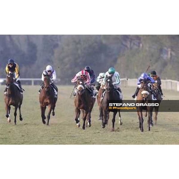 Fabio Branca on Cash Finance wins the Premio Andreina beating Marco Monteriso on Think about Money Pisa - San Rossore racecourse, 4th march 2012 ph.Stefano Grasso