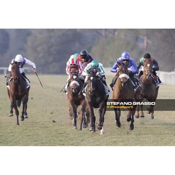 Fabio Branca on Cash Finance wins the Premio Andreina beating Marco Monteriso on Think about Money Pisa - San Rossore racecourse, 4th march 2012 ph.Stefano Grasso