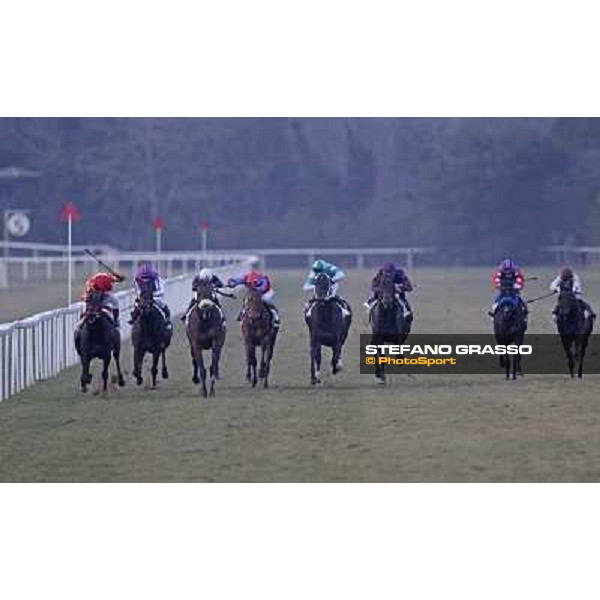 The straight of Premio Federico Regoli won by Fabio Branca on Marshade Pisa - San Rossore racecourse, 4th march 2012 ph.Stefano Grasso