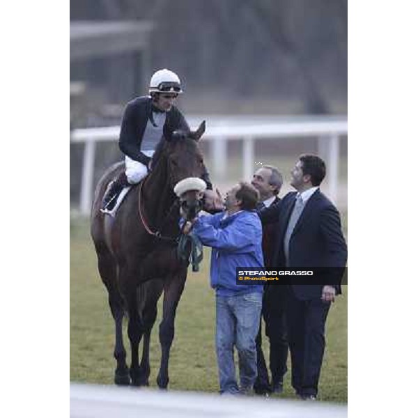 Fabio Branca on Marshade and Stefano Botti after winning the Premio Federico Regoli Pisa - San Rossore racecourse, 4th march 2012 ph.Stefano Grasso