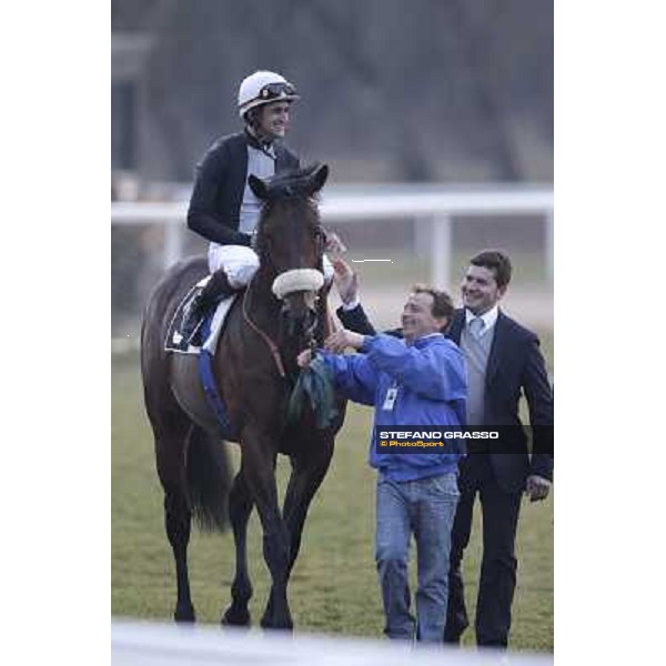 Fabio Branca on Marshade and Stefano Botti after winning the Premio Federico Regoli Pisa - San Rossore racecourse, 4th march 2012 ph.Stefano Grasso