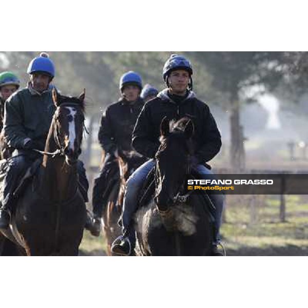 Pemesso leads the group of horses in training at Luigi Riccardi\'s stud Rome Capannelle, 8th march 2012 ph.Stefano Grasso