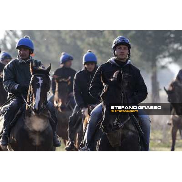 Pemesso leads the group of horses in training at Luigi Riccardi\'s stud Rome Capannelle, 8th march 2012 ph.Stefano Grasso