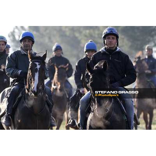 Pemesso leads the group of horses in training at Luigi Riccardi\'s stud Rome Capannelle, 8th march 2012 ph.Stefano Grasso