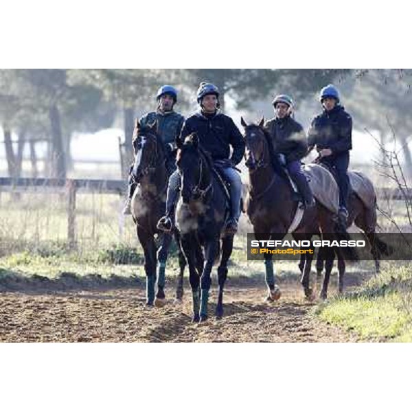 Pemesso leads the group of horses in training at Luigi Riccardi\'s stud Rome Capannelle, 8th march 2012 ph.Stefano Grasso