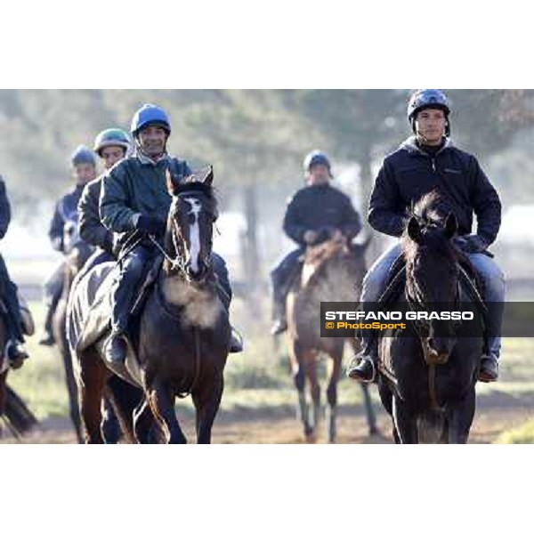 Pemesso leads the group of horses in training at Luigi Riccardi\'s stud Rome Capannelle, 8th march 2012 ph.Stefano Grasso