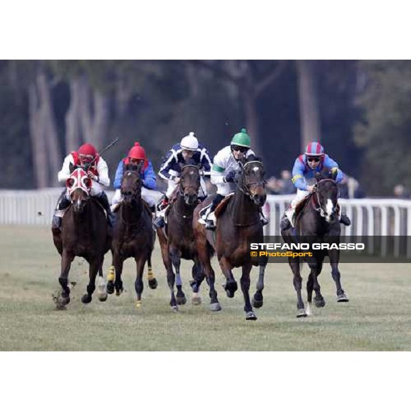 The finish line of Premio SIRE - Federico De Paola and Laghat first from right Pisa - San Rossore racecourse 4th march 2012 ph.Stefano Grasso