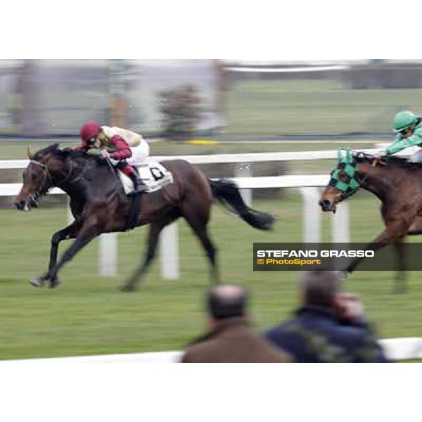 Michael Rossini on Lexis goes to win the Premio Casorate Milano - San Siro racecourse,18th march 2012 ph.Stefano Grasso