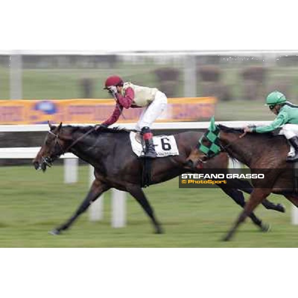 Michael Rossini on Lexis goes to win the Premio Casorate Milano - San Siro racecourse,18th march 2012 ph.Stefano Grasso