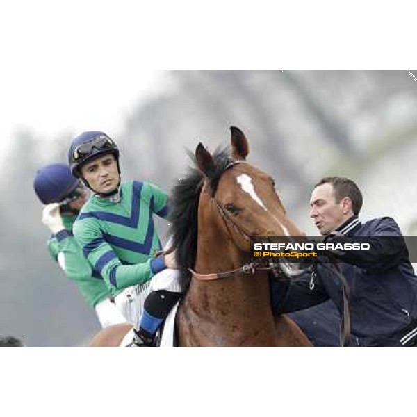 Dario Vargiu on Lui e La Luna before the race Milano - San Siro racecourse,18th march 2012 ph.Stefano Grasso