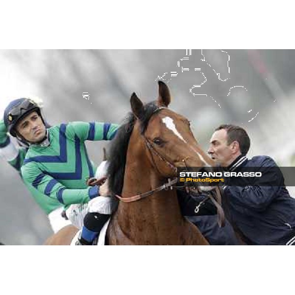 Dario Vargiu on Lui e La Luna before the race Milano - San Siro racecourse,18th march 2012 ph.Stefano Grasso