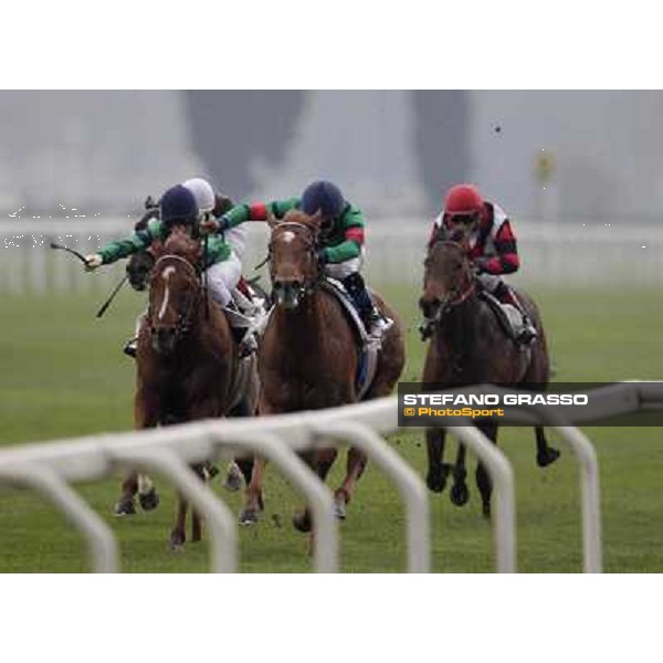 the straight of Premio Como - Marco Monteriso on Peccato di Gola and Dario Vargiu on Salure Milano - San Siro racecourse,18th march 2012 ph.Stefano Grasso