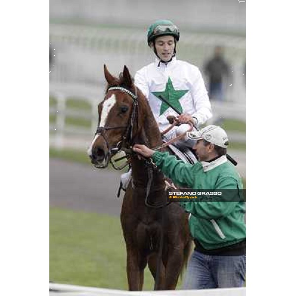 Federico Bossa returns home on Indian Drawn after winning the Premio Vignate Milano - San Siro racecourse,18th march 2012 ph.Stefano Grasso