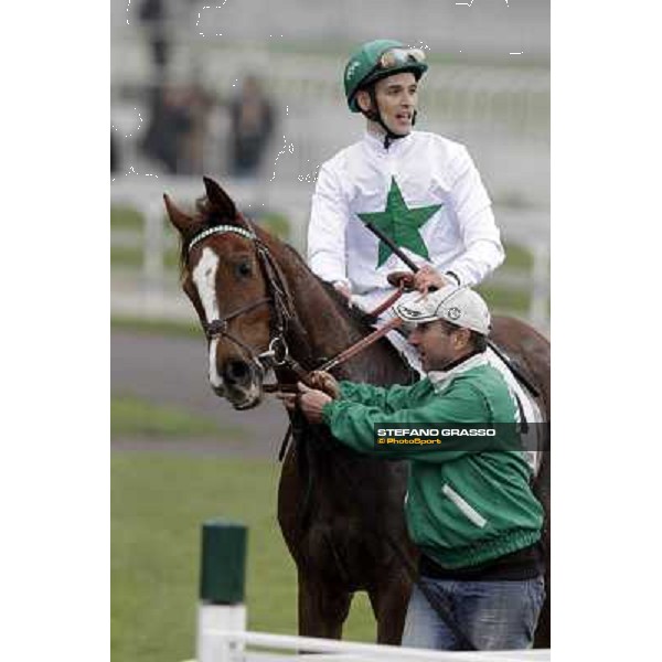 Federico Bossa returns home on Indian Drawn after winning the Premio Vignate Milano - San Siro racecourse,18th march 2012 ph.Stefano Grasso